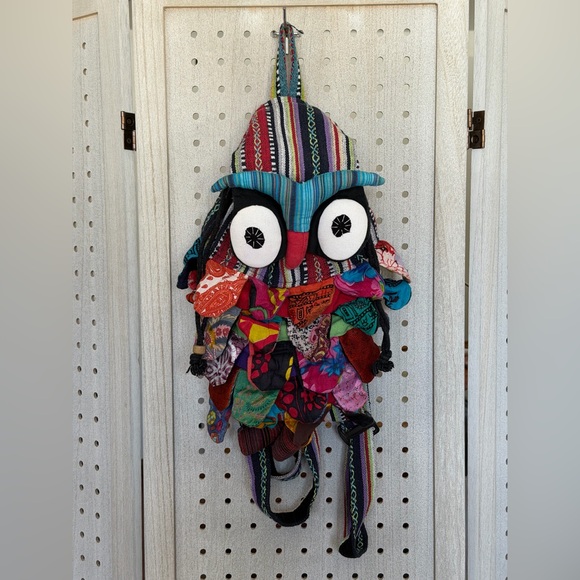 Handmade Handbags - Handcrafted Multicolor Patchwork Owl Backpack - Women's Boho Backpack